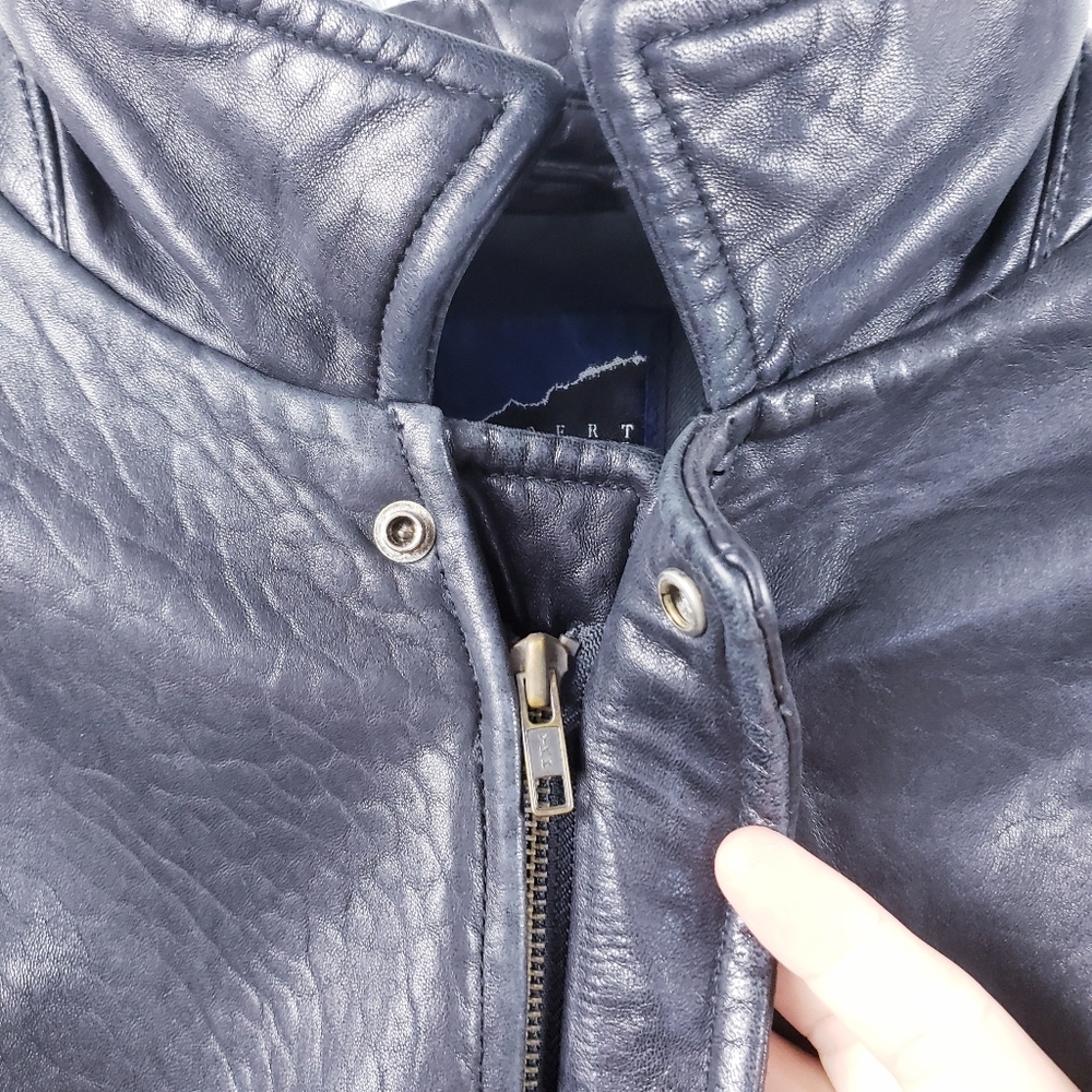 Vintage Robert Comstock Genuine Leather Casual Bomber Jacket Men's Size Large - Picture 6 of 13